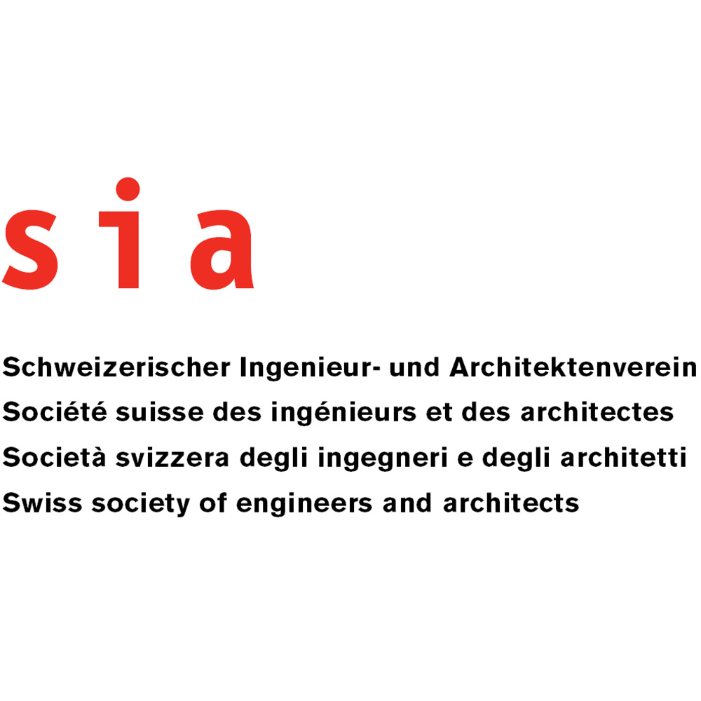 SIA 181/1 Raumakustik 15 Rotes SIA-Logo mit Text Schweizerischer Ingenieur- und Architektenverein in vier Sprachen