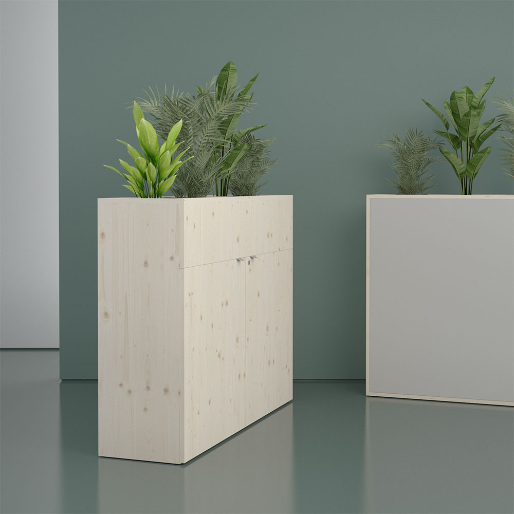 Bac à plantes acouPlanter 7 Jardinière végétalisable acouPlanter comme séparateur acoustique en bois clair